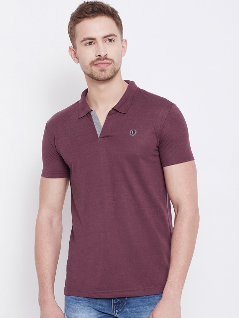 

Duke Men Purple Solid Polo Collar T-shirt