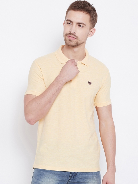 

Duke Men Peach-Coloured Solid Polo Collar T-shirt