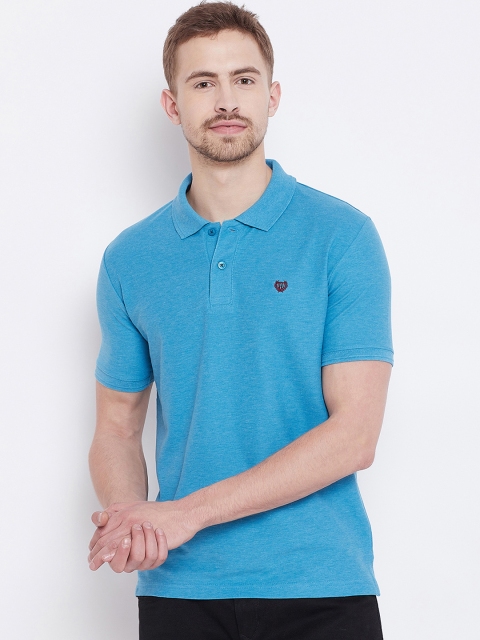 

Duke Men Blue Solid Polo Collar T-shirt