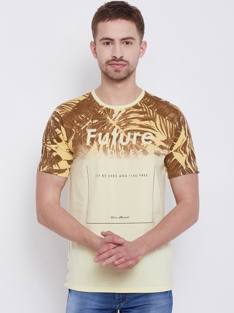 

Duke Men Cream-Coloured Printed Round Neck T-shirt
