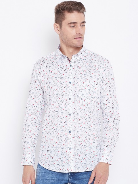 

Duke Men White & Blue Regular Fit Printed Casual Shirt