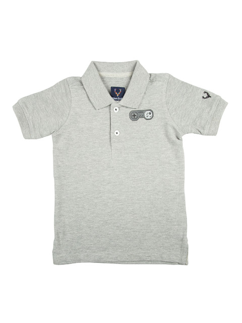 

Allen Solly Junior Boys Grey Printed Polo Collar T-shirt