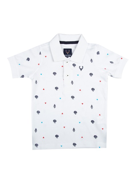 

Allen Solly Junior Boys White Printed Polo Collar T-shirt