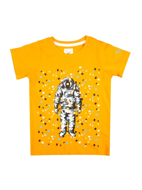 

Allen Solly Junior Boys Yellow Printed Round Neck T-shirt