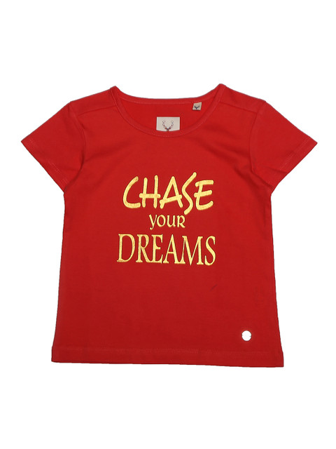 

Allen Solly Junior Girls Red Printed Round Neck Pure Cotton T-shirt