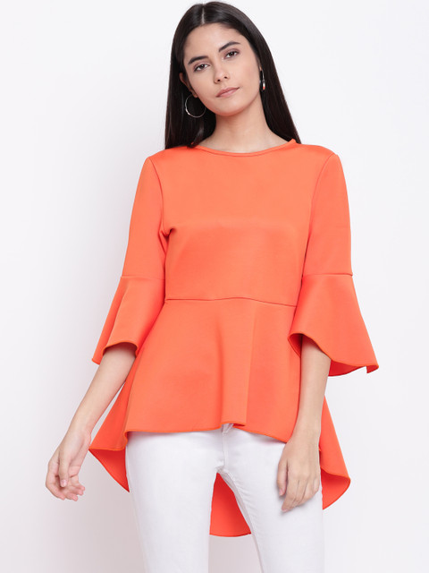 

RIVI Women Orange Solid Peplum Top