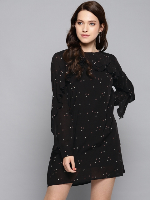 

Label Ritu Kumar Women Black Embroidered Shift Dress