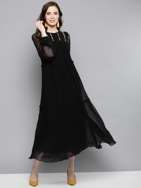 

Label Ritu Kumar Women Black Solid Maxi Dress