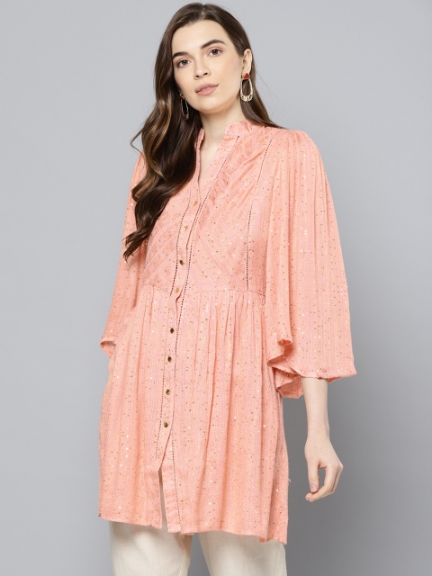 

Label Ritu Kumar Peach-Coloured Sequinned Tunic