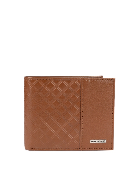 

Peter England Men Brown Textured Two Fold Leather Wallet