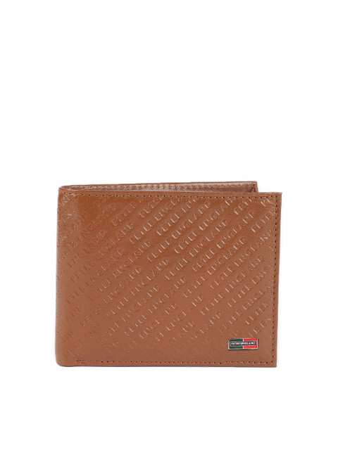

Peter England Men Tan Brown Leather Textured Two Fold Wallet