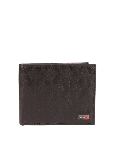 

Peter England Men Brown Textured Leather Two Fold Wallet