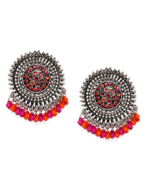 

justpeachy Multicoloured Circular Oxidised Oversized Studs, Multi