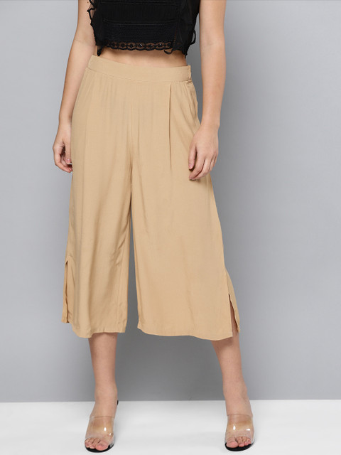 

Label Ritu Kumar Women Beige Regular Fit Solid Culottes