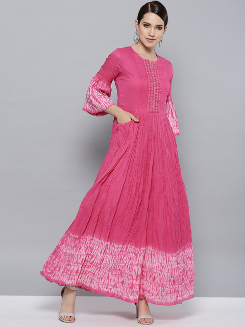 

Ritu Kumar Women Fuchsia Yoke Design Anarkali Kurta