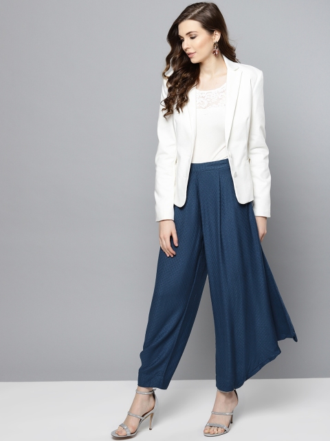 

Ritu Kumar Women Navy Blue Self Design Flared Dhoti Palazzos