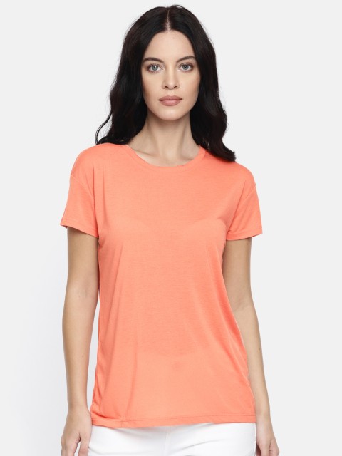 

ONLY Women Peach Solid Loose Fit T-shirt