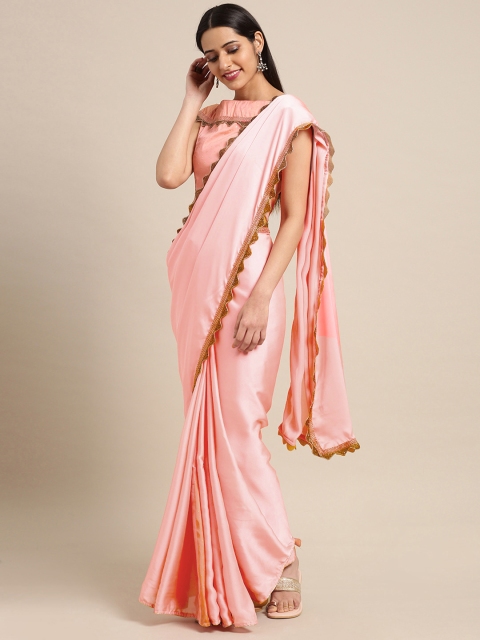 

Inddus Pink Solid Poly Georgette Saree