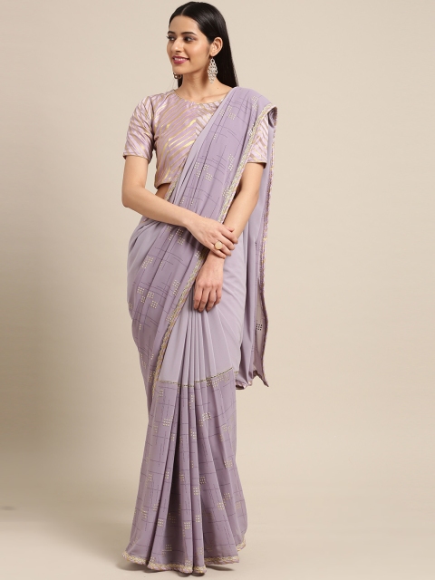 

Inddus Purple Printed Poly Georgette Saree