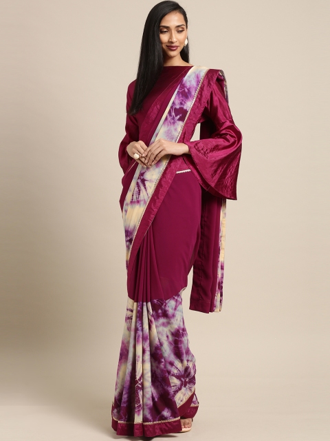 

Inddus Purple Dyed Poly Georgette Saree