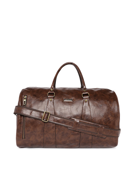 

BagsRUs Unisex Brown Faux Leather Duffel Bag