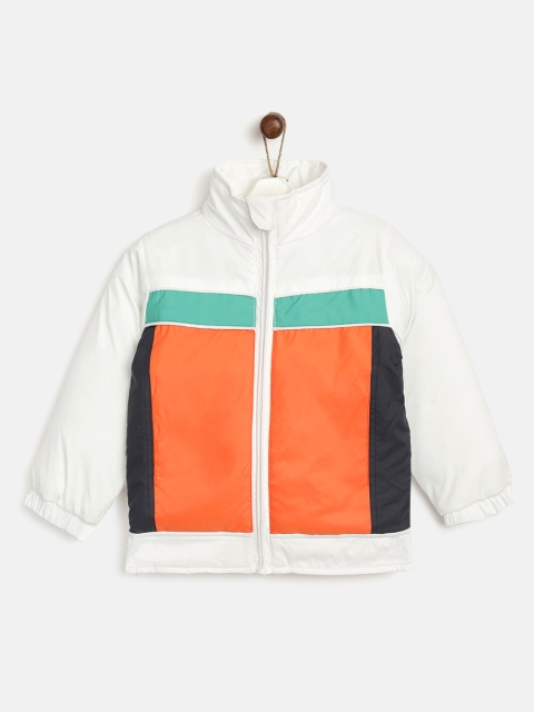 

YK Boys White & Orange Colourblocked Padded Jacket