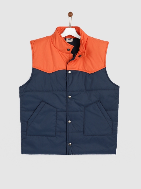

YK Boys Navy Blue & Orange Colourblocked Padded Jacket