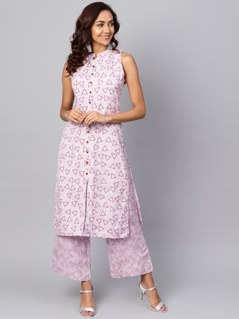 

anayna Women Lavender Printed Kurta with Palazzos