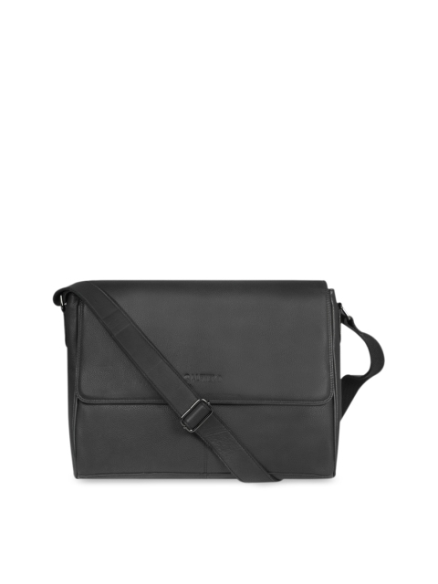 

CALFNERO Men Black Solid Genuine Leather Messenger Bag