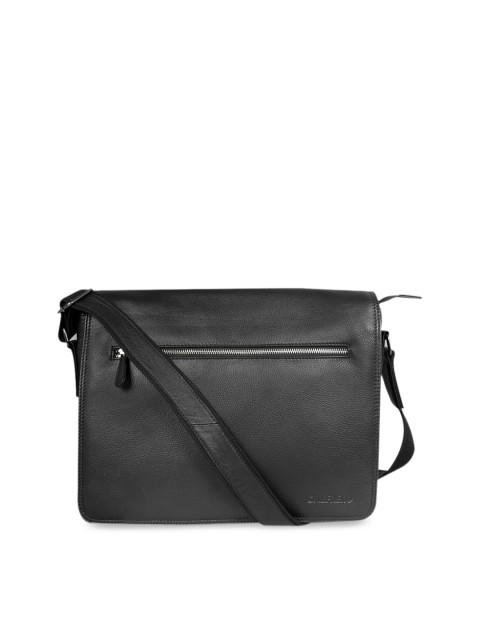 

CALFNERO Men Black Solid Leather Messenger Bag