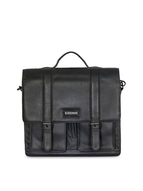 

CALFNERO Men Black Solid Leather Messenger Bag