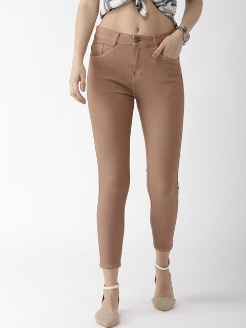 

Mast & Harbour Women Taupe Skinny Fit Mid-Rise Clean Look Stretchable Cropped Jeans
