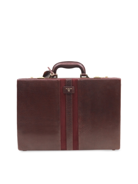 

Da Milano Men Burgundy Leather Textured Briefcase