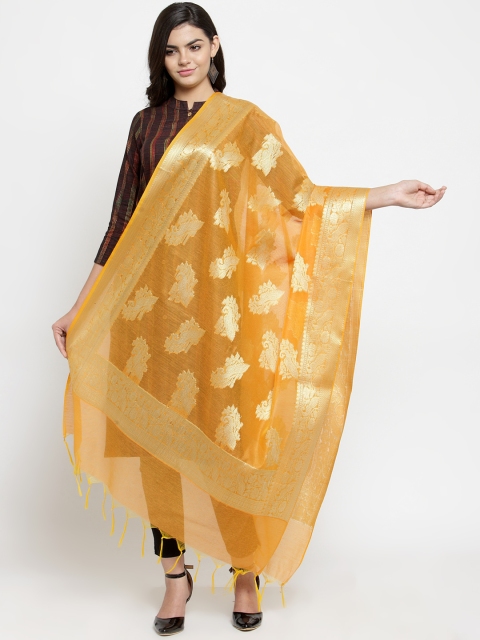 

Kiaasa Yellow Woven Design Silk Dupatta