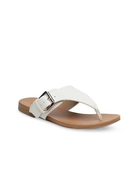 

Call It Spring Women White Solid T-Strap Flats