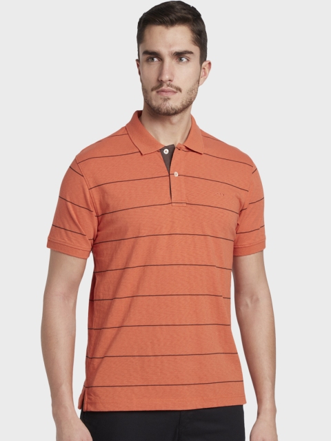 

ColorPlus Men Orange Striped Polo Collar T-shirt