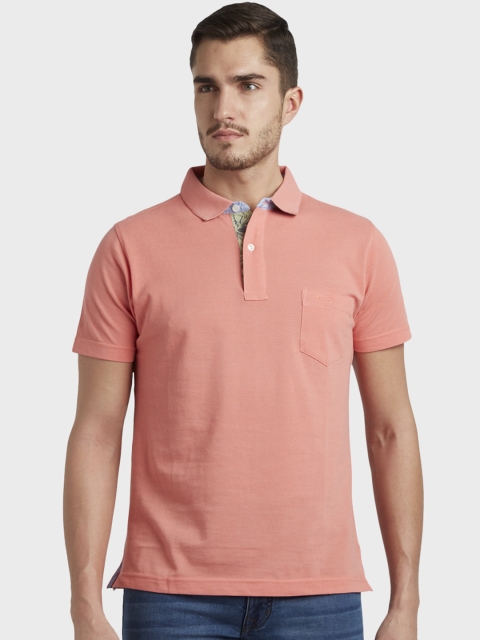 

ColorPlus Men Orange Solid Polo Collar T-shirt