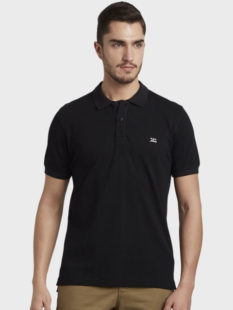 

ColorPlus Men Black Solid Polo Collar T-shirt
