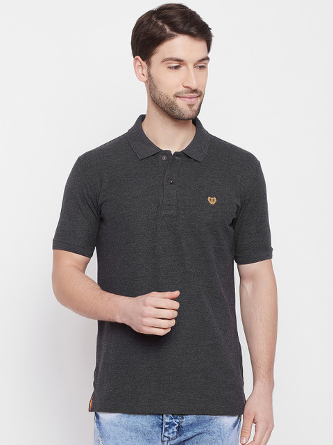 

Duke Men Grey Solid Polo Collar T-shirt