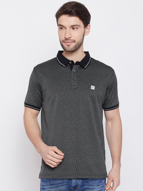 

Duke Men Black Self Design Polo Collar T-shirt