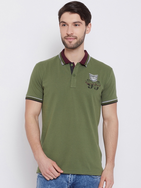 

Duke Men Green Solid Polo Collar T-shirt