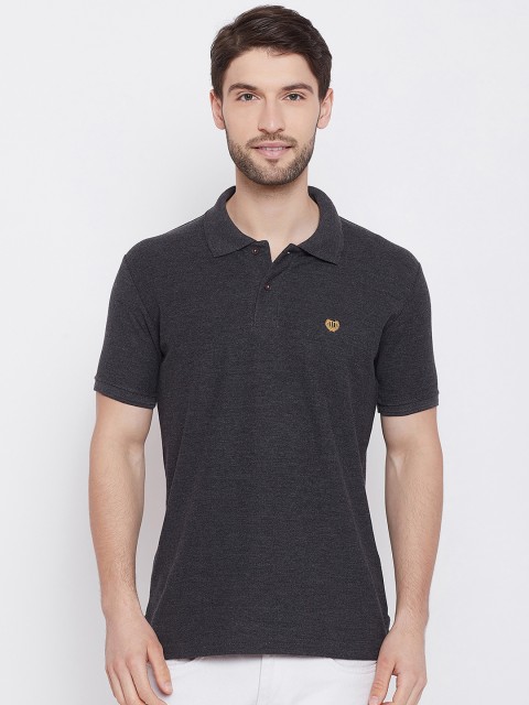 

Duke Men Grey Solid Polo Collar T-shirt