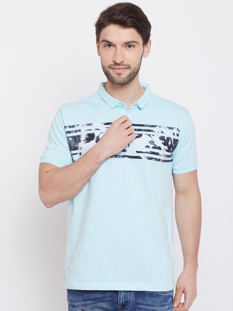 

Duke Men Blue Solid Polo Collar T-shirt
