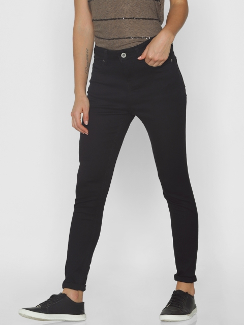 

ONLY Women Black Skinny Fit Mid-Rise Clean Look Stretchable Jeans