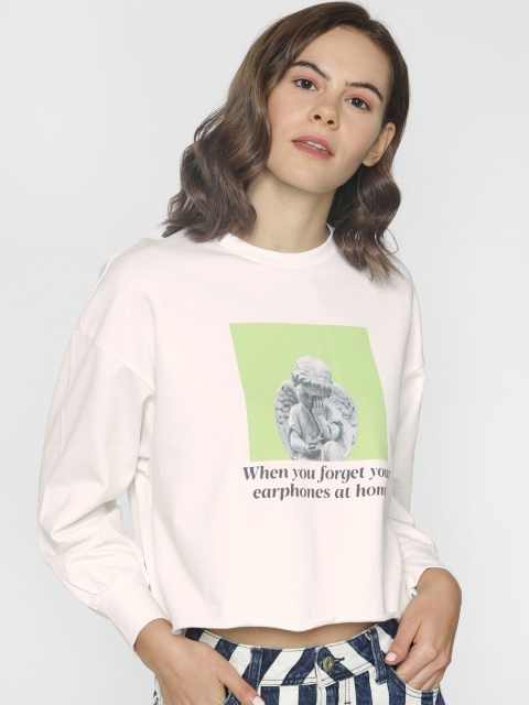 

ONLY Women White Printed Sweatshirt