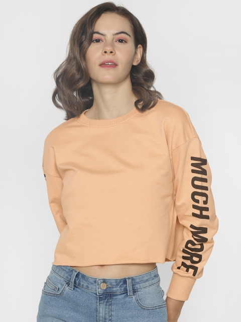 

ONLY Women Beige Solid Cropped Sweatshirt