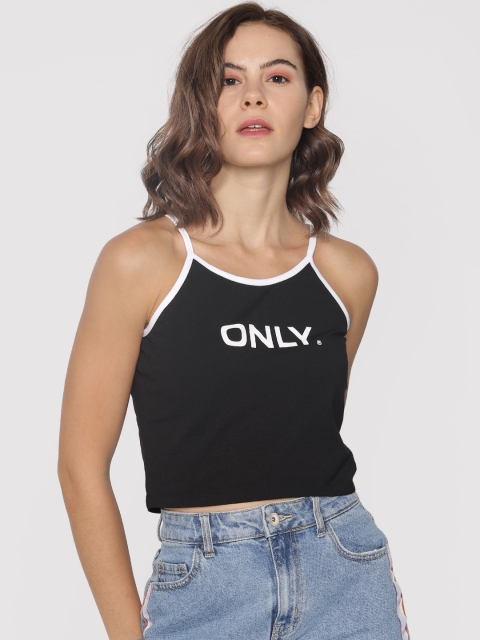 

ONLY Women Black Printed Round Neck T-shirt