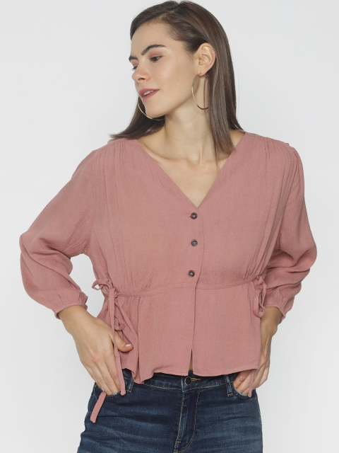 

ONLY Women Pink Solid Top