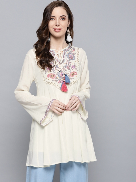 

Label Ritu Kumar Off-White Embroidered Tunic