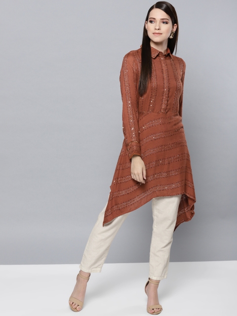 

Label Ritu Kumar Brown Sequinned Tunic